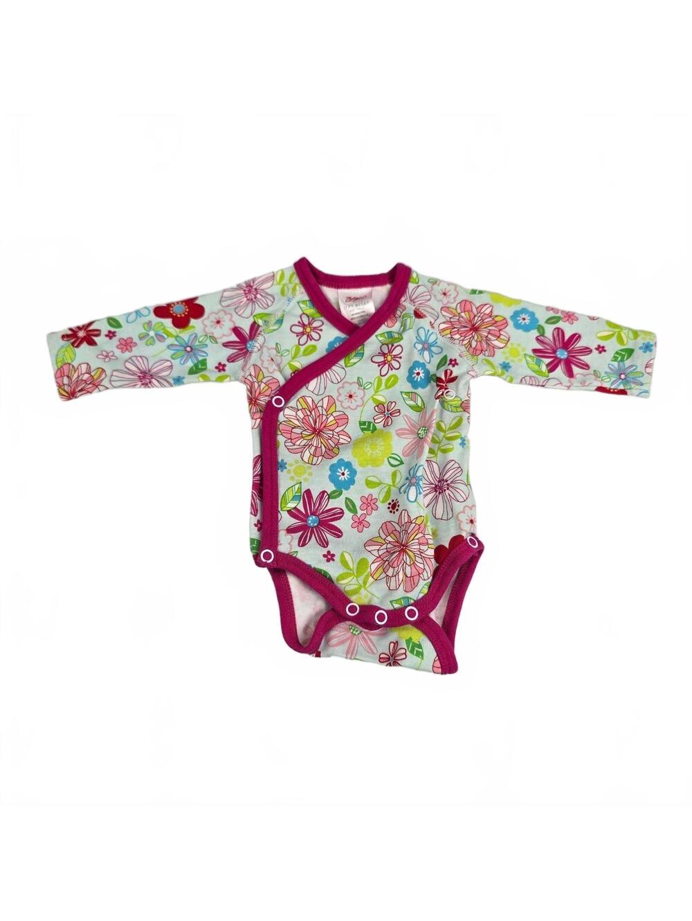 Vintage Baby Girl Clothes Zutano Kimono Wrap Bodysuit Itzy Bitzy Newborn Floral